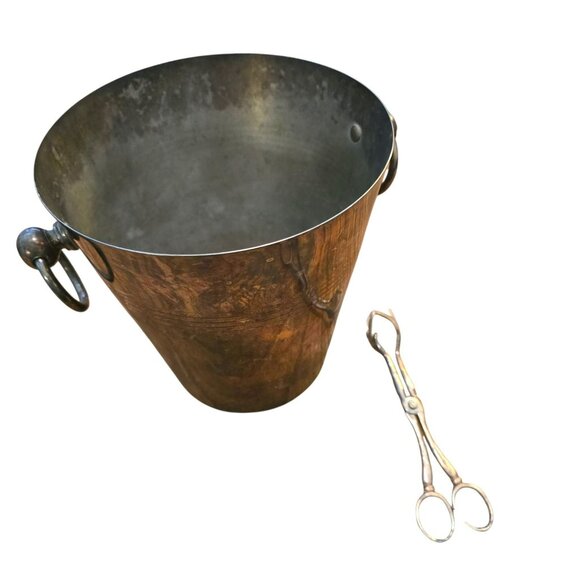 Vintage Silver-Plated Ice Bucket With Bird Foot Tongs Set K&M England CM2130 - Picture 4 of 16